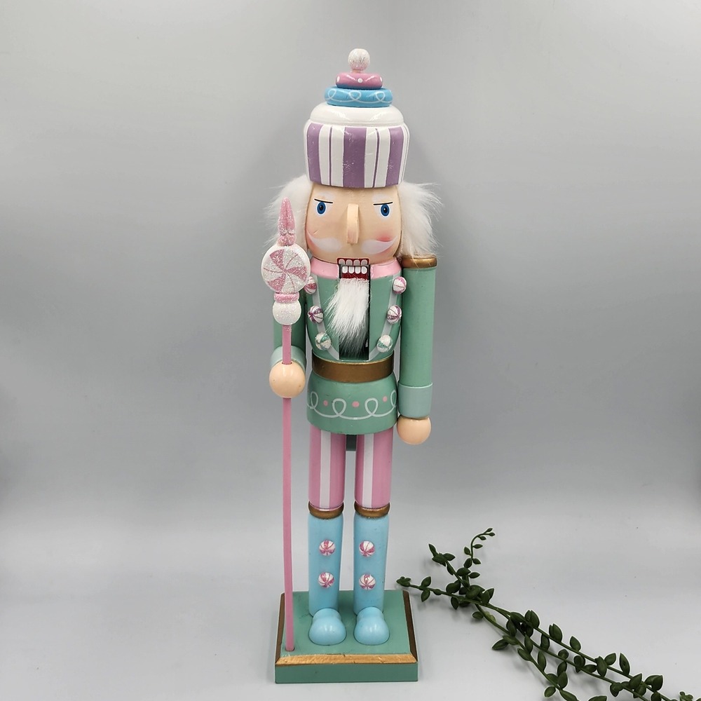 Pink Mint Green Cupcake Nutcracker Pastel Candy Land Purple Christmas Decor 15"
